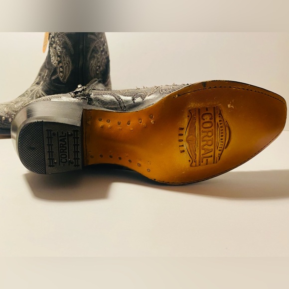 Corral Western Leather Ankle Boots Handcrafted Women's Size 7M Side Zip NWT - Picture 8 of 10